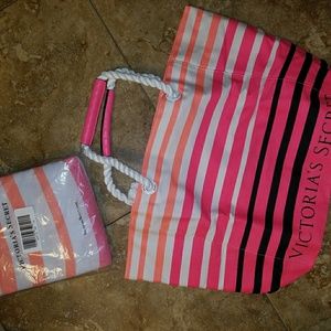 Victoria's Secret beach blanket and matching tote